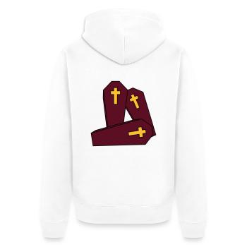 crew many team 3 friends casket burial cross gra - Unisex Premium Organic Zip Hoodie - white - Back - Thijin (182cm)