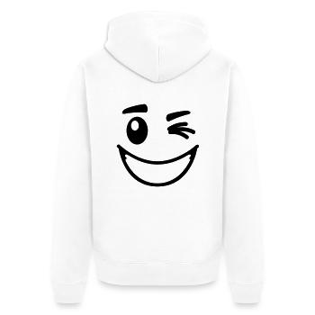 casual_smiley_1__f1 - Unisex Premium Bio Zip Hoodie - Weiß - Hinten - Thijin (182cm)