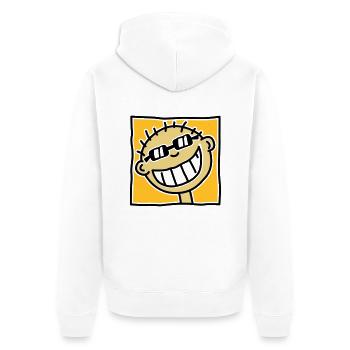 Ein grinsender Tourist - Unisex Premium Bio Zip Hoodie - Weiß - Hinten - Thijin (182cm)