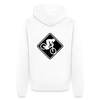 NEW MOUNTAIN BIKE ROADSIGN - Unisex Premium Bio Zip Hoodie - Weiß - Hinten - Thijin (182cm)