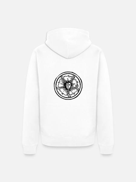 Luther Rose 01 ★ SpiritSpread - Unisex Premium Bio Zip Hoodie - Weiß