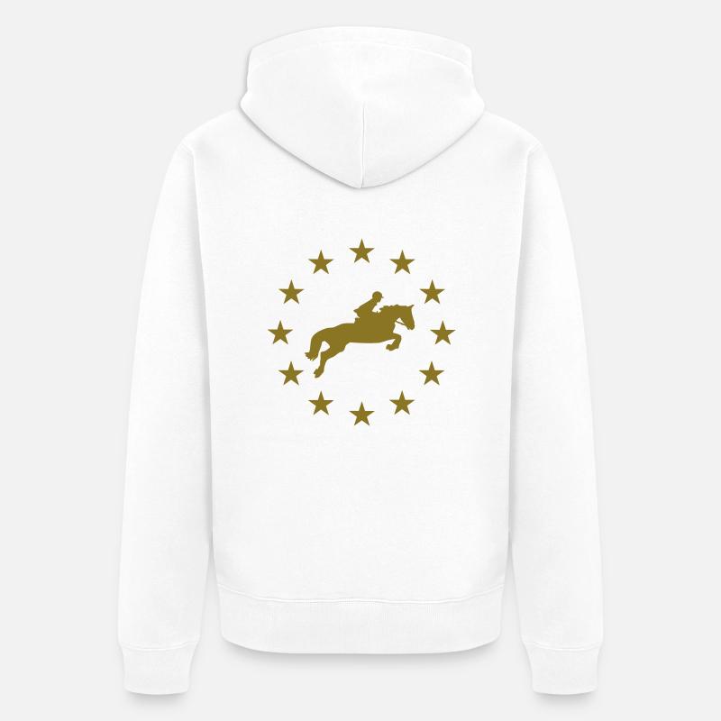 Cheval de saut d'obstacles & Étoiles - Veste à capuche bio Premium Unisexe - blanc