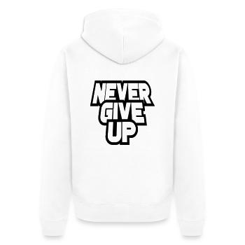 durchhalten cool never give up durchgestrichen log - Unisex Premium Bio Zip Hoodie - Weiß - Hinten - Thijin (182cm)
