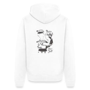 pyramide - Unisex Premium Bio Zip Hoodie - Weiß - Hinten - Thijin (182cm)