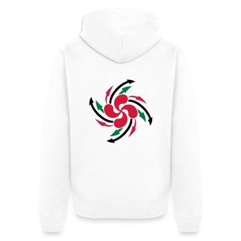 lauburu Basken Cross-Design - Unisex Premium Bio Zip Hoodie - Weiß - Hinten - Thijin (182cm)