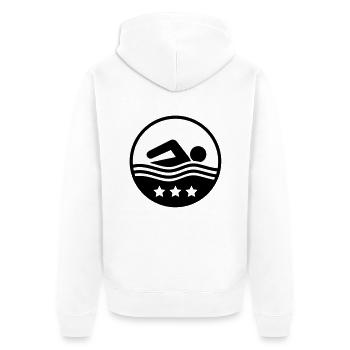 schwimmer__f1 - Unisex Premium Bio Zip Hoodie - Weiß - Hinten - Thijin (182cm)