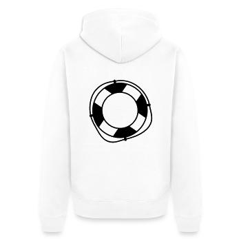 rettungsring_f1 - Unisex Premium Bio Zip Hoodie - Weiß - Hinten - Thijin (182cm)