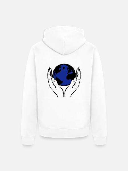 world in hands - Unisex Premium Organic Zip Hoodie - white