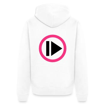 Play button - Unisex Premium Organic Zip Hoodie - white - Back - Thijin (182cm)