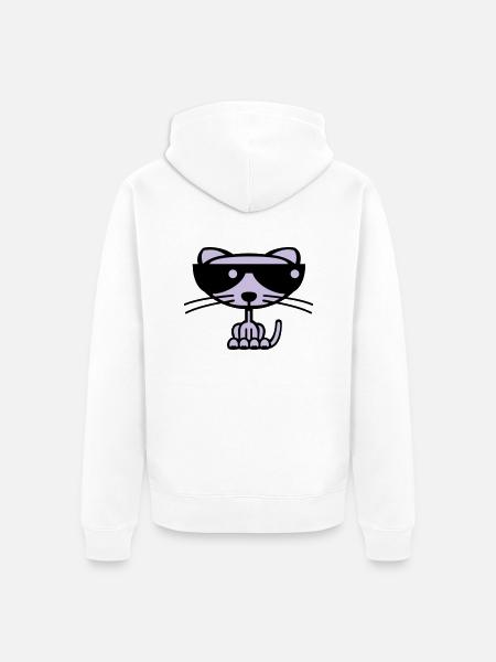 Cool Cat (color) - Unisex Premium Organic Zip Hoodie - white