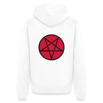 Pentagram in Circle 2c - Unisex Premium Organic Zip Hoodie - white - Back - Thijin (182cm)