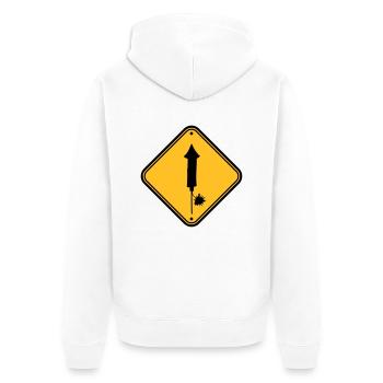 danger warning sign caution caution danger zone - Unisex Premium Organic Zip Hoodie - white - Back - Thijin (182cm)