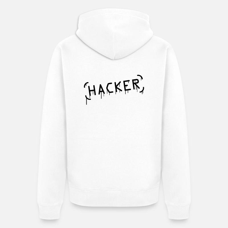Hacker Graffiti - Veste à capuche bio Premium Unisexe - blanc
