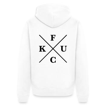f u c k - Unisex Premium Bio Zip Hoodie - Weiß - Hinten - Thijin (182cm)