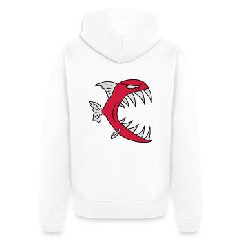 Monster Fish - Unisex Premium Bio Zip Hoodie - Weiß - Hinten - Thijin (182cm)