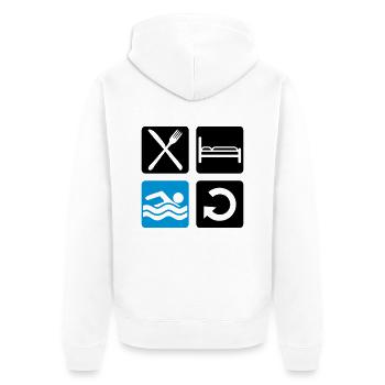 swimming pool cool buttons swim eat sleep w - Unisex Premium Organic Zip Hoodie - white - Back - Thijin (182cm)