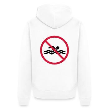 swim forbidden no shield warning zone beware - Unisex Premium Organic Zip Hoodie - white - Back - Thijin (182cm)