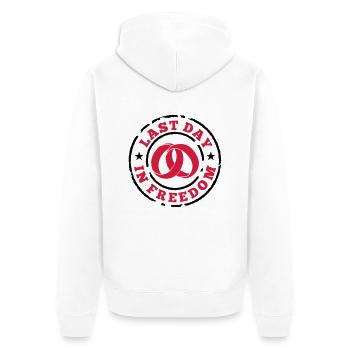 Last day in freedom - Unisex Premium Bio Zip Hoodie - Weiß - Hinten - Thijin (182cm)
