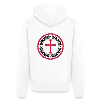 circle stamp round team church symbol cross jesus - Unisex Premium Organic Zip Hoodie - white - Back - Thijin (182cm)