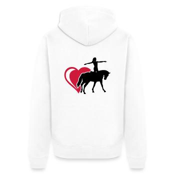 Herz Voltigieren - Unisex Premium Bio Zip Hoodie - Weiß - Hinten - Thijin (182cm)