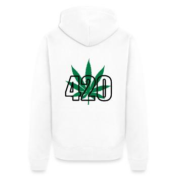 420 Cannabis - Unisex Premium Bio Zip Hoodie - Weiß - Hinten - Thijin (182cm)