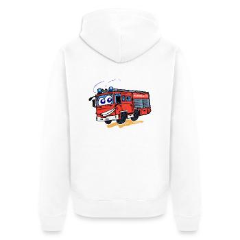 Comic Feuerwehr mit Augen - Unisex Premium Bio Zip Hoodie - Weiß - Hinten - Thijin (182cm)