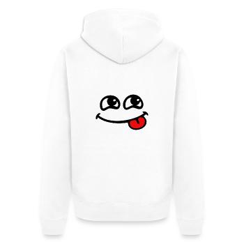 Sprache lächeln Freude Glück smile - Unisex Premium Bio Zip Hoodie - Weiß - Hinten - Thijin (182cm)