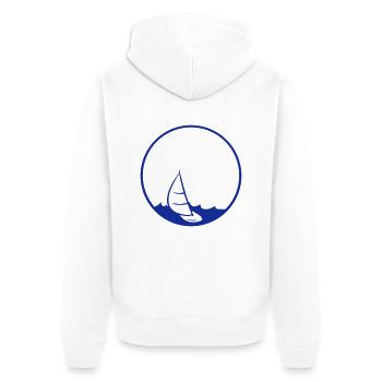 sun big round circle sea waves boat sailing sc - Unisex Premium Organic Zip Hoodie - white - Back - Thijin (182cm)