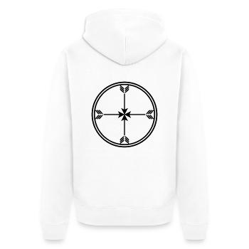 Pfeil Symbol, Spirit, Indianer, Kelten, Kreis, - Unisex Premium Bio Zip Hoodie - Weiß - Hinten - Thijin (182cm)