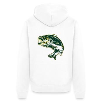Fisch - Unisex Premium Bio Zip Hoodie - Weiß - Hinten - Thijin (182cm)