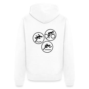 Triathlon Design NEW 1c - Unisex Premium Bio Zip Hoodie - Weiß - Hinten - Thijin (182cm)