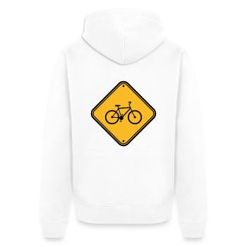 Signboard Bicycle Sign Note Zone d'avertissement - Veste à capuche bio Premium Unisexe - blanc - Dos - Thijin (182cm)