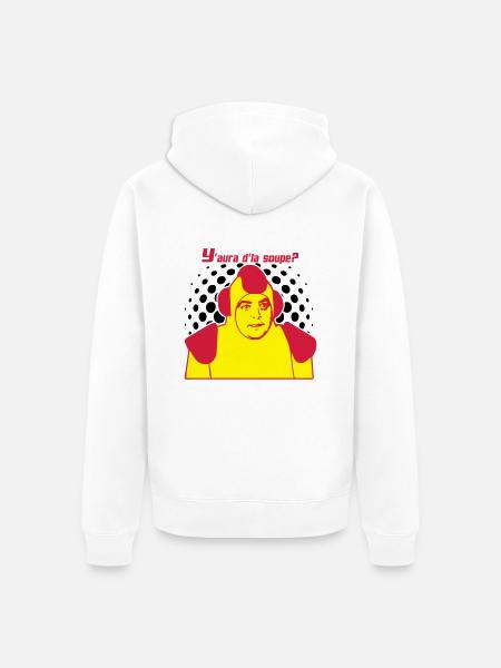 y'aura d'la soupe jacques villeret - Veste à capuche bio Premium Unisexe - blanc