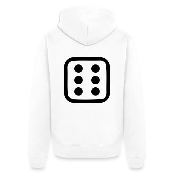 Würfel - Unisex Premium Bio Zip Hoodie - Weiß - Hinten - Thijin (182cm)