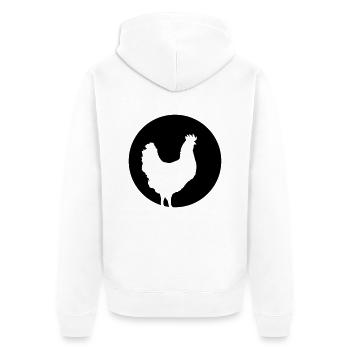 huhn_bei_vollmond - Unisex Premium Bio Zip Hoodie - Weiß - Hinten - Thijin (182cm)