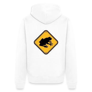 caution frog shield warning warning zon - Unisex Premium Organic Zip Hoodie - white - Back - Thijin (182cm)