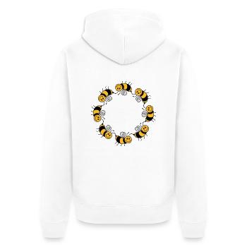 Lustiges Bienen Kreis Muster - Unisex Premium Bio Zip Hoodie - Weiß - Hinten - Thijin (182cm)