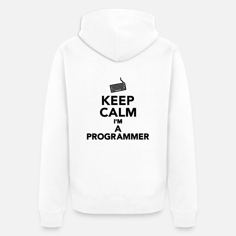 Keep calm I'm a Programmer - Unisex Premium Organic Zip Hoodie - white
