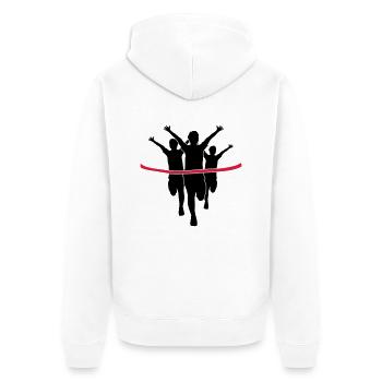 bande rouge sport 3 laeufer course rapide marathon - Veste à capuche bio Premium Unisexe - blanc - Dos - Thijin (182cm)