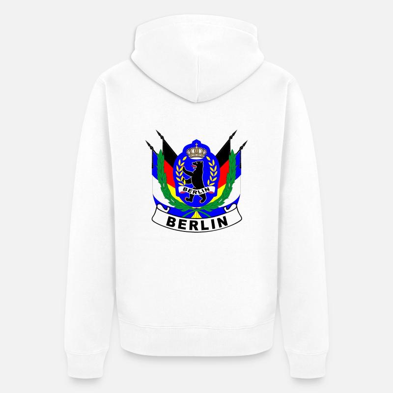 Drapeaux croisés de Berlin - Veste à capuche bio Premium Unisexe - blanc