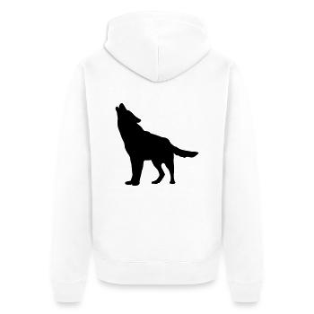 wolf_f1 - Unisex Premium Bio Zip Hoodie - Weiß - Hinten - Thijin (182cm)