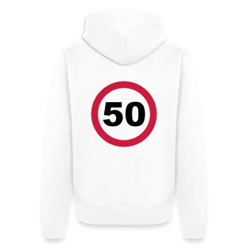 50 Geburtstag - Unisex Premium Bio Zip Hoodie - Weiß - Hinten - Thijin (182cm)