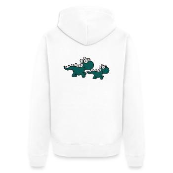 2 sweet little cute baby Dinos children - Unisex Premium Organic Zip Hoodie - white - Back - Thijin (182cm)