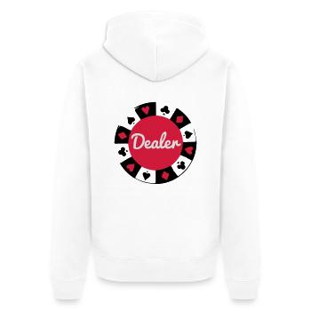 Dealer - Unisex Premium Bio Zip Hoodie - Weiß - Hinten - Thijin (182cm)