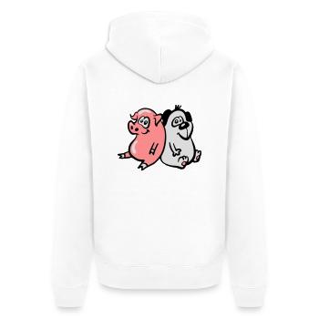 Schweinehund 3 - Unisex Premium Bio Zip Hoodie - Weiß - Hinten - Thijin (182cm)
