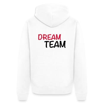Dream Team - Unisex Premium Bio Zip Hoodie - Weiß - Hinten - Thijin (182cm)