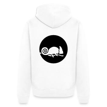 Chamäleon - Unisex Premium Bio Zip Hoodie - Weiß - Hinten - Thijin (182cm)