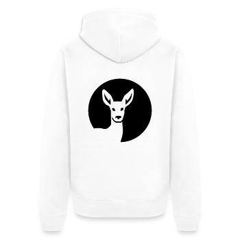 Reh - Unisex Premium Bio Zip Hoodie - Weiß - Hinten - Thijin (182cm)