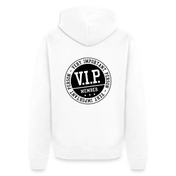 vip_member_zy1 - Unisex Premium Bio Zip Hoodie - Weiß - Hinten - Thijin (182cm)