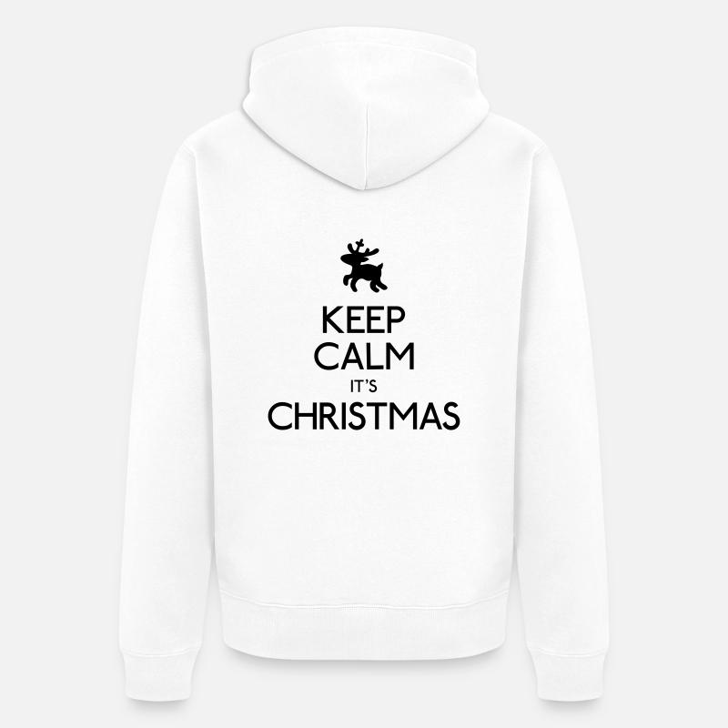 Keep Calm Christmas - Unisex Premium Bio Zip Hoodie - Weiß